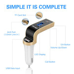 FM Transmitter, LDesign Bluetooth Wireless in-Car FM Radio Adapter Car Kit with Hand Free Call | Stereo 4 Modes Music Play | TF Card &U-Disk Reading Applicable for All Smart Phones -Gold