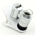 Qooltek 60X Zoom LED Clip-type Loupe Microscope Jewelry Magnifier Jewelry Loupe Magnifier Micro Lens for Universal Mobile Phones