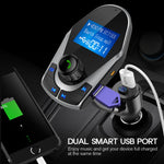 Nulaxy Bluetooth Car FM Transmitter Wireless Audio Adapter Receiver Handsfree Voltmeter Car Kit TF Card AUX USB 1.44 Display On/Off Button Folder Play Mode - KM24 Silver