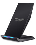 Fast Wireless Charger, NANAMI Qi Certified Charger Wireless Charging Stand Compatible iPhone X/XS/XR/XS Max/8/8 Plus, Samsung Galaxy S10 S10+ S9 S9+ S8 S8+ Note9/8 S7 S7edge and All Qi-Enabled Device