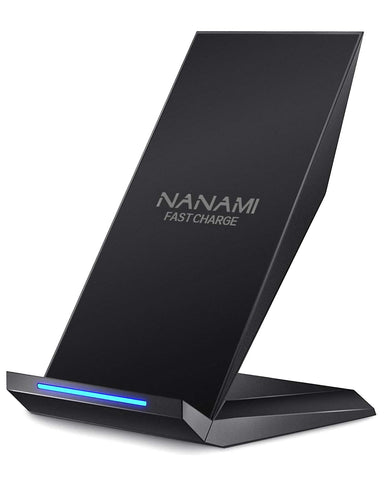 Fast Wireless Charger, NANAMI Qi Certified Charger Wireless Charging Stand Compatible iPhone X/XS/XR/XS Max/8/8 Plus, Samsung Galaxy S10 S10+ S9 S9+ S8 S8+ Note9/8 S7 S7edge and All Qi-Enabled Device