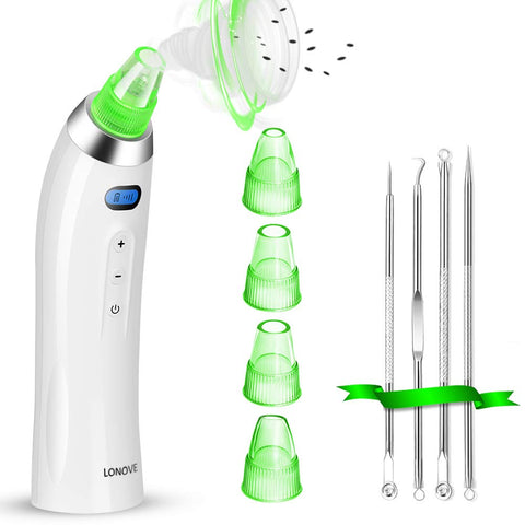 Blackhead Remover Pore Vacuum Cleaner - Blackhead Vacuum Comedone Extractor Tool Device Comedo Suction Kit Electric Face Nose Blackhead Whitehead Remover with 4 Replaceable Suction Head and LED Screen
