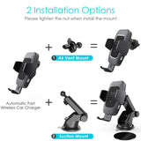 Heiyo Wireless Car Charger Mount, Auto-Clamp Cradle, Qi Charging Holder, Windshield & Air Vent, 10W Compatible for Samsung S9/S9+/S8/Note 8, 7.5W Compatible for iPhone Xs Max//Xs/XR/X 8/8 Plus(Black)
