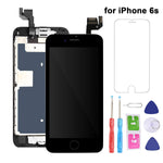For iPhone 6S Screen Replacement LCD Black - with Home Button Proximity Sensor Ear Speaker Front Camera Screen Protector and Repair Tools