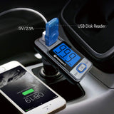 【Upgraded】 Perbeat Wireless in-Car Bluetooth FM Transmitter USB Car Charger Radio Adapter Audio Receiver Stereo Music Car Kit Hands Free Call with Micro SD/TF Card Slot, Dual USB Charging Port