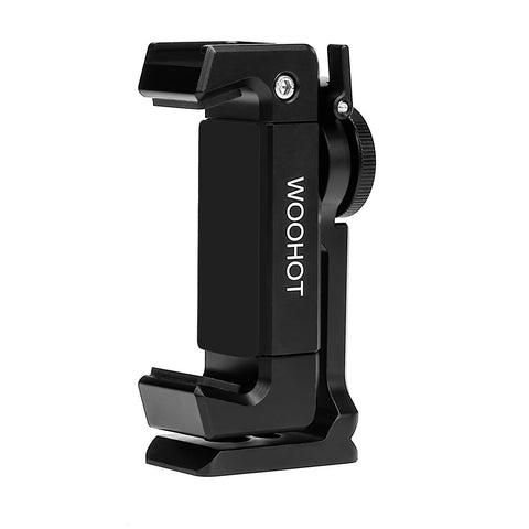 Newest Phone Holder Tripod Mount, Woohot 360 Degree Rotation，Metal Phone Tripod Mount with Cold Shoe，Mount Pro Smartphone Holder Video Rig Tripod Mount Adapter Cellphone Holder for Tripod