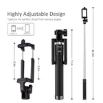 Mpow Selfie Stick Bluetooth, iSnap X Extendable Monopod Built-in Bluetooth Remote Shutter Compatible with iPhone XS/XS max/XR/X/8/8P/7/7P/6s/6/5,Galaxy S9/8/7/6/Note,Nubia,Huawei and More(Black)