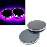 RUNMIND 2Pcs LED Car Cup Holder Mat Auto Interior Atmosphere RGB Colorful Light Blue