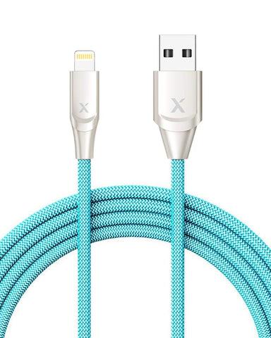 Xcentz iPhone Charger 6ft, Apple MFi Certified Lightning Cable iPhone Charger Cable Metal Connector, Durable Braided Nylon High-Speed Charging Cord for iPhone X/XS Max/XR/8 Plus/7/6/5/SE, iPad, Blue