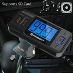 【Upgraded】 Perbeat Wireless in-Car Bluetooth FM Transmitter USB Car Charger Radio Adapter Audio Receiver Stereo Music Car Kit Hands Free Call with Micro SD/TF Card Slot, Dual USB Charging Port