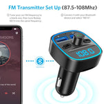 Nulaxy Bluetooth FM Transmitter, Wireless Radio Bluetooth Transmitter Adapter Music Player Car Kit with Blue LED Backlit, 5V/ 2.4A Charging, Support Handsfree Calling, USB Flash Drive, microSD- NX10