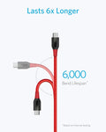 Anker Powerline+ USB-C to USB-A [10ft], Double-Braided Nylon Fast Charging Cable, for Samsung Galaxy S10/ S9 / S9+ / S8 / S8+ / Note 8, iPad Pro 2018, MacBook, LG V20 / G5 / G6, and More(Red)