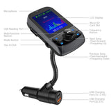 Nulaxy Bluetooth FM Transmitter for Car, 1.8" Color Screen Wireless Radio Adapter with QC3.0 & 5V 2.4A Charging, Support USB Flash Drive, microSD Card, Handsfree Calls, Aux Play, EQ Modes- KM35 Black