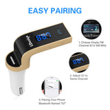 FM Transmitter, LDesign Bluetooth Wireless in-Car FM Radio Adapter Car Kit with Hand Free Call | Stereo 4 Modes Music Play | TF Card &U-Disk Reading Applicable for All Smart Phones -Gold