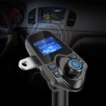 Nulaxy Bluetooth Car FM Transmitter Audio Adapter Receiver Wireless Handsfree Voltmeter Car Kit TF Card AUX USB 1.44 Display - KM19 Black