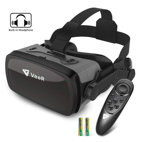 VeeR VR Falcon Headset with Controller, Universal Virtual Reality Goggles to Comfortable Watch 360 Movies for Android, Samsung Galaxy S9 & Note 9, Huawei and iPhone XR & Xs Max