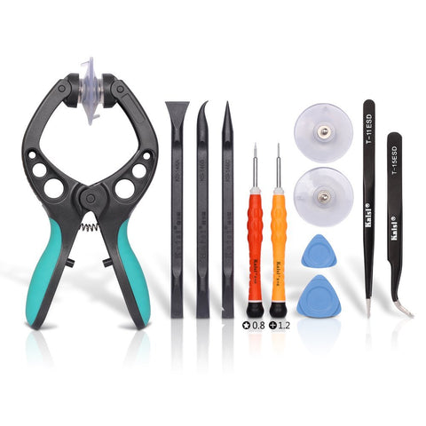 Kaisi LCD Screen Opening Toolkit Screen Suction Cup Pliers Repair Kit for Open Electronics Screen and Shell Compatible for Cellphone, iPhone, iPad, iPod, iMac, Tablets and More Screen, 11 Piece