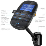 Nulaxy Bluetooth Car FM Transmitter Audio Adapter Receiver Wireless Handsfree Voltmeter Car Kit TF Card AUX USB 1.44 Display Sleep Play Mode - KM20 Black