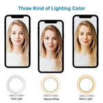DCLYSI 6.3” LED Selfie Ring Light with Tripod Stand for YouTube Video Shooting and Makeup,Mini LED Camera Light with Cell Phone Holder Desktop Lamp with 3 Light Modes & 11 Brightness Level