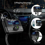 Bluetooth FM Transmitter for Car, Wireless Radio Adapter Hands-Free Calling 4.2 Bluetooth Crystal Clear Sound QC3.0/2.4A Dual USB Ports Large Display AUX TF Card Music Player Car Transmitter