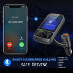 Nulaxy Bluetooth FM Transmitter for Car, 1.8" Color Screen Wireless Radio Adapter with QC3.0 & 5V 2.4A Charging, Support USB Flash Drive, microSD Card, Handsfree Calls, Aux Play, EQ Modes- KM35 Black