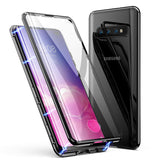 Samsung Galaxy S10 Plus Case, ZHIKE Magnetic Adsorption Case Front and Back Tempered Glass Full Screen Coverage One-Piece Design Flip Cover for Samsung Galaxy S10 Plus (Clear Black)