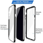 Eabuy Galaxy S10 Plus Case, 360° Full Body Transparent Tempered Glass with Magnetic Adsorption Metal Bumper Case Cover for Samsung Galaxy S10 Plus Black