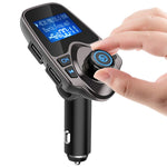 Nulaxy Bluetooth Car FM Transmitter Audio Adapter Receiver Wireless Handsfree Voltmeter Car Kit TF Card AUX USB 1.44 Display - KM19 Coffee