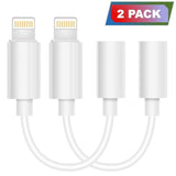 (2 Pack) Maserus Aux Adapter Lighting to 3.5mm Headphones/Earbuds Jack Adapter Adaptor Aux Cable Earphones/Headsets Converter Accessories Compatible with iPhone XS/XR/X/8/8 Plus/7/7 Plus/ipad