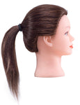 Cosmetology Mannequin Head with 100% Real Human Hair and Adjustable Stand 22-24" for Braiding Hair Styling Training Hairart Barber Hairdressing Fashion Salon Display (Brown)
