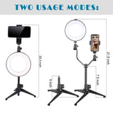 6" Selfie Ring Light with Tripod Stand & Cell Phone Holder for Live Stream/Makeup, Mini Led Camera Ringlight for YouTube Video/Photography Compatible with iPhone Xs Max XR Android (6 inch-V)