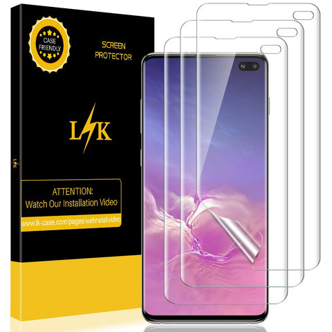 LK [3 Pack] Screen Protector for Samsung Galaxy S10 Plus / S10+, [HD Clear][Case-Friendly] Bubble-Free with Lifetime Replacement Warranty