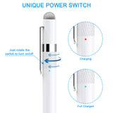 MEKO 1.6mm Fine Tip Active Digital Stylus Pen with Universal Fiber Tip 2-in-1 Perfect for Drawing and Handwriting Compatible with Apple iPad iPhone and Andriod Touchscreen Cellphones, Tablets-White