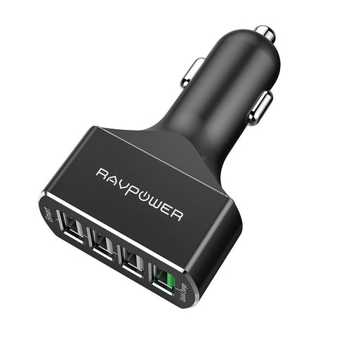 RAVPower Quick Charge 3.0 Car Charger 54W 4-Port Car Adapter, QC3.0 Compatible Galaxy S9 S8 S7 S6 Edge Note 8, iSmart Compatible iPhone XS XR X 8 7 Plus, iPad Pro Air Mini and More