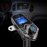 Nulaxy Bluetooth Car FM Transmitter Audio Adapter Receiver Wireless Handsfree Voltmeter Car Kit TF Card AUX USB 1.44 Display - KM19 Coffee