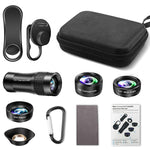 Phone Camera Lens, OYRGCIK 4 in 1 Phone Lens Kit 14X Zoom Telephoto Lens with Telescope, 20X Macro Lens, 120° Wide Angle Lens, 198° Fisheye Lens Compatible with iPhone X XS Max 8 7 Plus Samsung S10