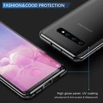 Samsung Galaxy S10 Plus Case, ZHIKE Magnetic Adsorption Case Front and Back Tempered Glass Full Screen Coverage One-Piece Design Flip Cover for Samsung Galaxy S10 Plus (Clear Black)