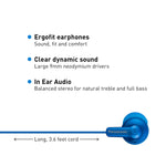 Panasonic ErgoFit in-Ear Earbud Headphones RP-HJE120-AA (Metallic Blue) Dynamic Crystal-Clear Sound, Ergonomic Comfort-Fit
