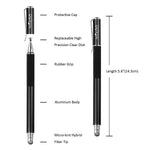 Mixoo Capacitive Stylus Pen,(Disc and Fiber Tip 2-in-1 Series),Fine Tip,High Sensitivity and Precision,Stylus for Ipad,Iphone and Other Touch Screens Devices, Black