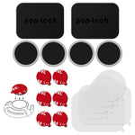 Pop-Tech 3M Adhesive Sticker Tapes Accessories Pack Replacement Kit for Magnetic Phone Car Mount and Pop Grip Mount Base, Includes Rectangle Metal Plate and Round Magic Plate, Clear Protective Films