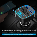 Nulaxy Bluetooth FM Transmitter, Wireless Radio Bluetooth Transmitter Adapter Music Player Car Kit with Blue LED Backlit, 5V/ 2.4A Charging, Support Handsfree Calling, USB Flash Drive, microSD- NX10