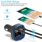 Vproof Bluetooth FM Transmitter, in-Car Wireless Radio Transmitter Adapter Music Player Car Kit W Blue Circle Ambient Light, 2 USB Ports, Hands Free Calling, TF Card & USB Flash Drive Support