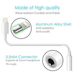Lighting to 3.5mm Headphone Adapter Jack AUX Cable Compatible with X/Xs/Xs Max/XR 7/8/8Plus iOS 10/11/12 Plug and Play 2Pack