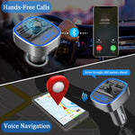 Bluetooth FM Transmitter, Vproof in-Car Wireless Radio Transmitter Adapter Music Player Car Kit W Blue Circle Ambient Light, 2 USB Ports, Hands Free Calling, TF Card & USB Flash Drive Support (Gray)