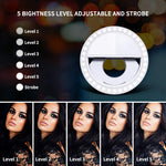 Touch Selfie Ring Light, GIM Ring Light 5-Level Brightness 36 Led Portable Make-up Light for Phone Camera Laptop Photography Video, Clips On Ring Fill Light 5 Level, White