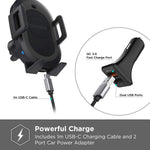 X-Doria Defense Helix Car Mount with RoboGrip, Wireless Car Charger, Air Vent Mounted, 10W Fast Charging for Apple iPhone, Galaxy, Google - Robotic arm with Sensor, one Hand Operation
