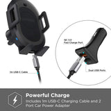 X-Doria Defense Helix Car Mount with RoboGrip, Wireless Car Charger, Air Vent Mounted, 10W Fast Charging for Apple iPhone, Galaxy, Google - Robotic arm with Sensor, one Hand Operation