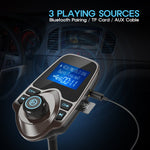 Nulaxy Bluetooth Car FM Transmitter Audio Adapter Receiver Wireless Handsfree Voltmeter Car Kit TF Card AUX 1.44 Display – KM18 Coffee