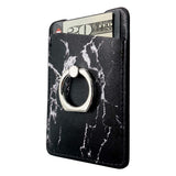 Two Pack Phone Card Holder with Ring uCOLOR Black White Marble PU Leather Wallet Pocket Credit Card ID Case Pouch 3M Adhesive Sleeves Sticker Grip Kickstand Compatione with iPhone Xs XR 7 8 Plus