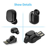 Single Ear Wireless Earbud Bluetooth Headset in-ear Mini Invisible Bluetooth Headphone Earphone with Mic 6-Hour Playtime Magnetic USB Charger Sweatproof Sport Earbuds for Smartphone and Other Devices